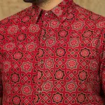 Ajrakh Hand Block Print Shirt for Men