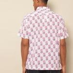 Handblock Print Shirt with Spread Collar