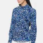 Indigo Hand block printed Shirt in floral design