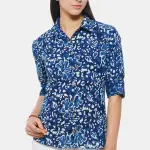 Indigo Hand block printed Shirt in floral design