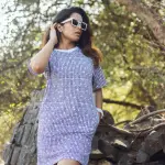 Block Printed T-shirt Dress - Geometric Print