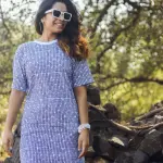 Block Printed T-shirt Dress - Geometric Print