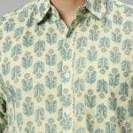 Mint Green Hand Block Printed Cotton Shirt